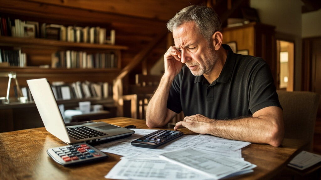 Small business owner reviewing bookkeeping records to identify costly accounting mistakes.