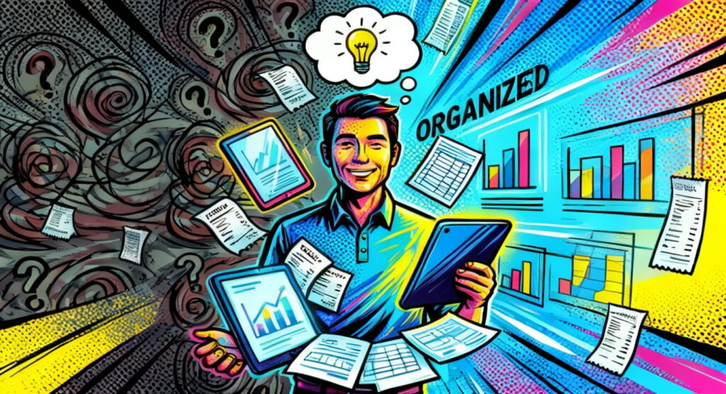 Small business owner transitioning from basic bookkeeping to full accounting