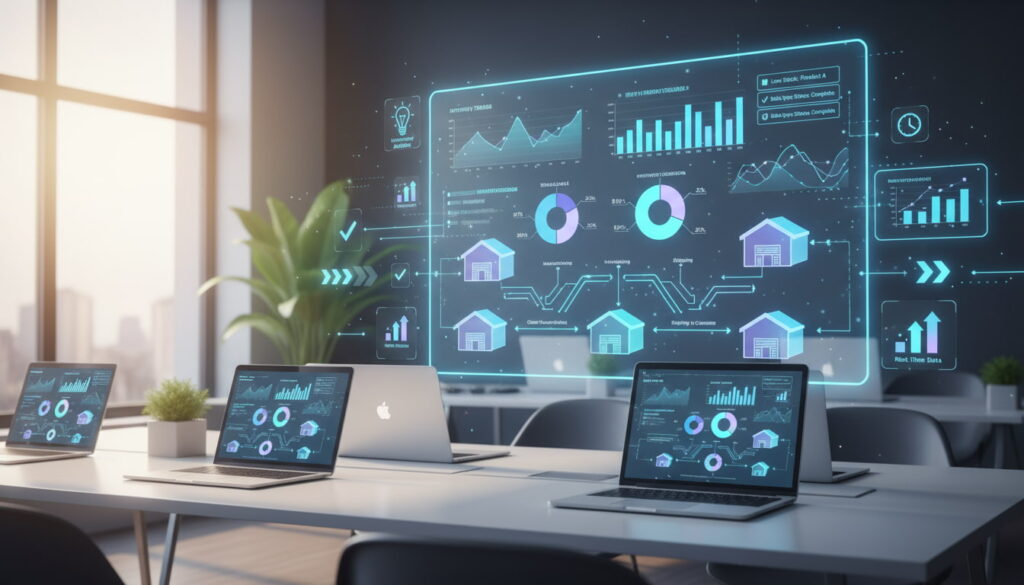 Modern dashboard illustrating Xero inventory add-ons improving stock control and sales syncing.