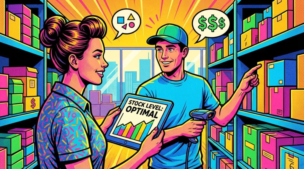 Small business owner reviewing inventory levels with a digital system to manage stock accurately.