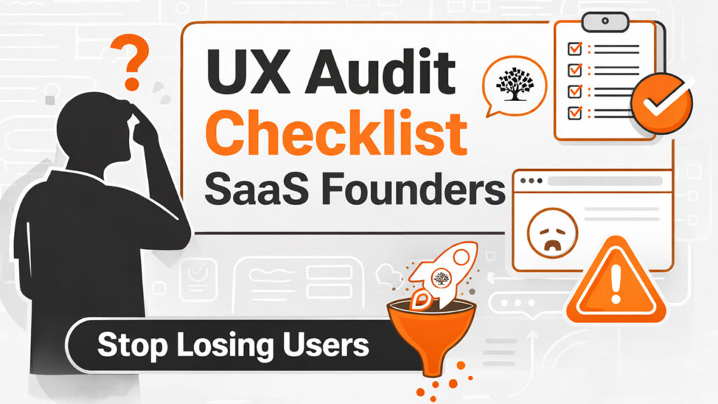 UX audit checklist for SaaS founders showing user drop-off and conversion optimization