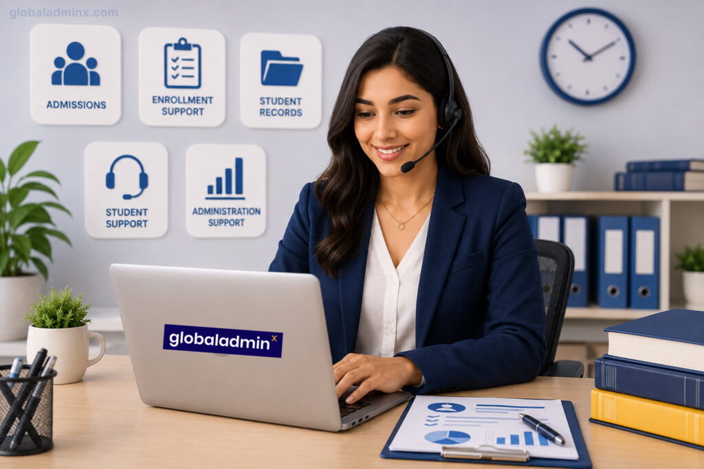 College outsourcing services providing admissions support, enrollment management, student records administration, student support services, and educational back-office operations.
